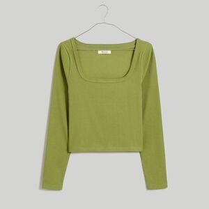 NWT Madewell Square-Neck Long-Sleeve Crop Tee in Sleekhold